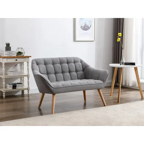 vente-unique.com Canapé fixe polyester 2 places gris 127x77x73cm – image 2
