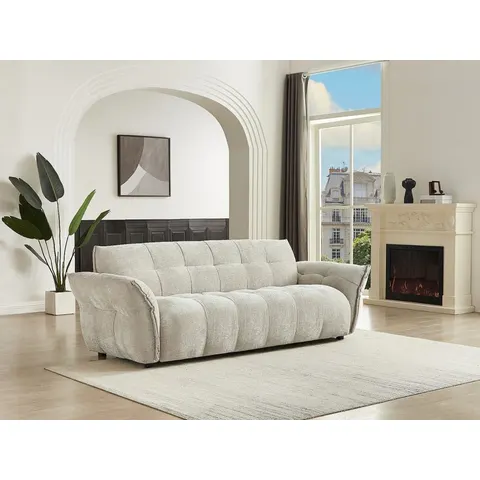 vente-unique.com Canapé fixe polyester 3 places beige 228x79x89cm – image 2