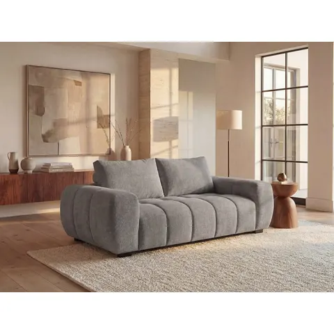 vente-unique.com Canapé fixe polyester 3 places gris 196x81x105cm – image 2