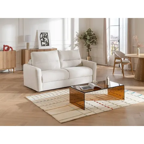 vente-unique.com Canapé convertible polyester 3 places beige 200x91x100cm – image 2