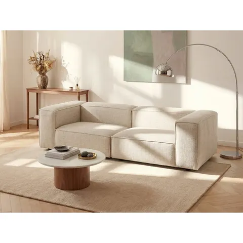 vente-unique.com Canapé modulable polyester 3 places beige 242x67x105cm – image 2
