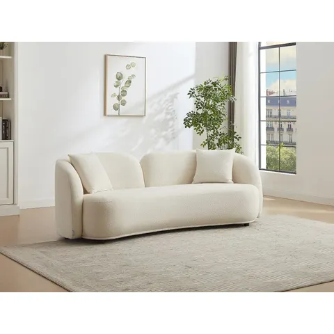 vente-unique.com Canapé fixe polyester 3 places blanc 226x81x93cm – image 2