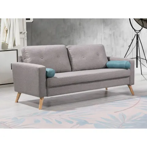 vente-unique.com Canapé fixe polyester 3 places gris} Gris 182x83x81cm – image 2