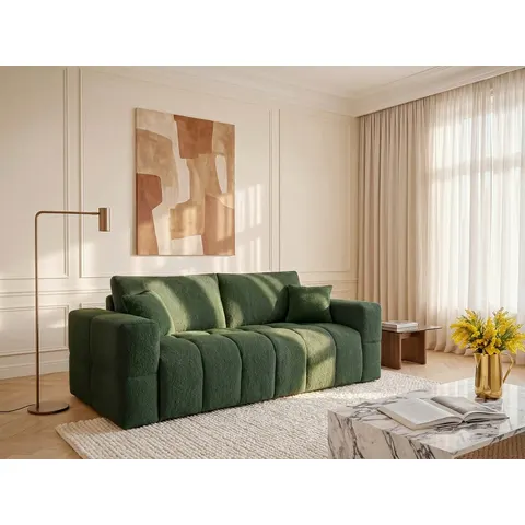 vente-unique.com Canapé convertible polyester 3 places vert} Vert 215x90x105cm – image 2