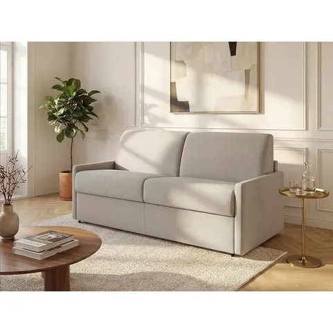 vente-unique.com Canapé convertible polyester 3 places beige 170x99x223cm – image 2