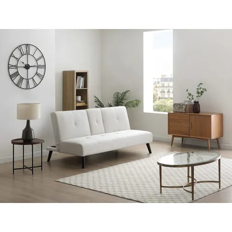 vente-unique.com Canapé convertible polyester 3 places beige 182x85x91cm – image 2