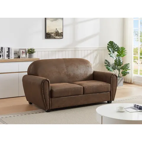 vente-unique.com Canapé fixe microfibre 3 places marron 170x89x91cm – image 2
