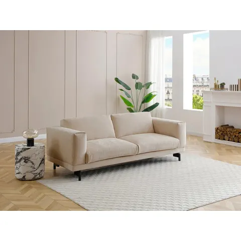vente-unique.com Canapé fixe polyester 3 places beige 220x78x90cm – image 2