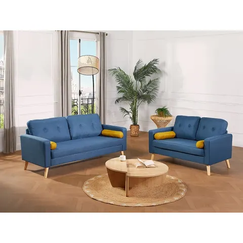 vente-unique.com Canapé fixe polyester 3 places bleu 182x83x81cm – image 2