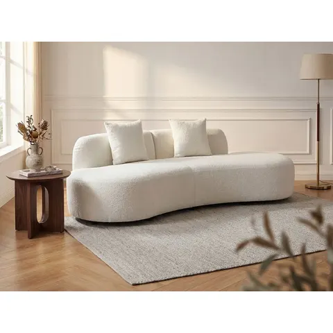 vente-unique.com Canapé fixe polyester 3 places blanc 230x76x80cm – image 2