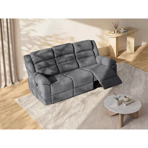 vente-unique.com Canapé relaxation polyester 3 places gris 199x103x95cm – image 2