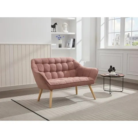 vente-unique.com Canapé fixe polyester 2 places rose 127x77x73cm – image 2