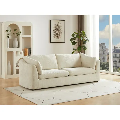 vente-unique.com Canapé fixe polyester 3 places beige 228x79x92cm – image 2