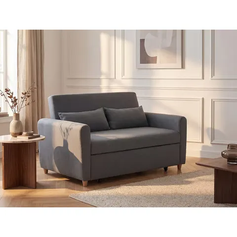 vente-unique.com Canapé convertible polyester 2 places gris 140x86x87cm – image 2