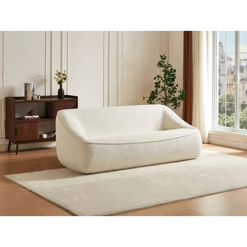 vente-unique.com Canapé fixe polyester 3 places beige 203x74x103cm – image 2