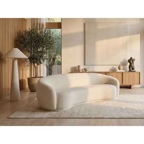 vente-unique.com Canapé fixe polyester 3 places blanc} Blanc 227x71x88cm – image 2