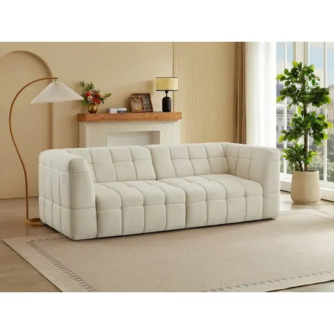 vente-unique.com Canapé relaxation polyester 3 places beige 242x77x161cm – image 2