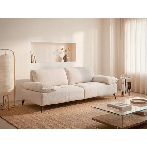 vente-unique.com Canapé fixe polyester 3 places beige 226x80x95cm – image 2