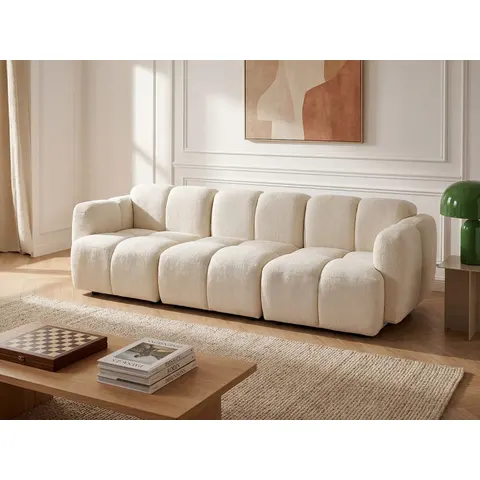 vente-unique.com Canapé modulable polyester 3 places blanc cassé} Blanc 258x73x92cm – image 2