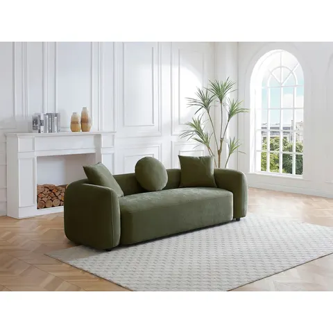 vente-unique.com Canapé fixe polyester 3 places vert 229x65x97cm – image 2