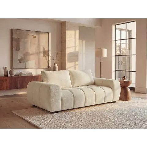 vente-unique.com Canapé fixe polyester 3 places beige 196x81x105cm – image 2