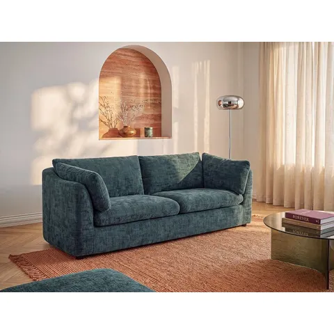 vente-unique.com Canapé fixe polyester 3 places vert 228x79x92cm – image 2