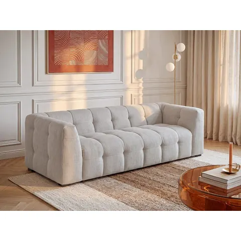vente-unique.com Canapé fixe polyester 3 places beige 230x69x98cm – image 2
