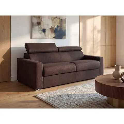 vente-unique.com Canapé convertible polyester 3 places marron chocolat} Marron 196x110x223cm – 207138 – image 3