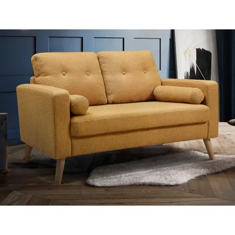 vente-unique.com Canapé fixe polyester 2 places jaune 130x83x81cm – image 2