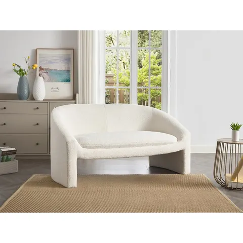 vente-unique.com Canapé fixe polyester 2 places blanc 137x74x74cm – image 2