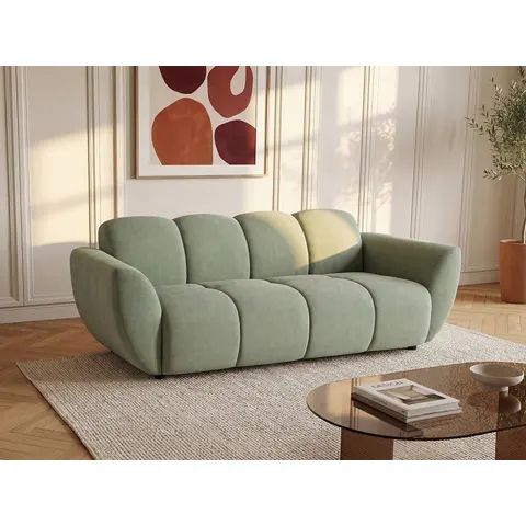 vente-unique.com Canapé fixe polyester 3 places vert 205x76x92cm – image 2