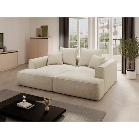vente-unique.com Canapé fixe polyester 3 places beige 230x67x180cm – image 2
