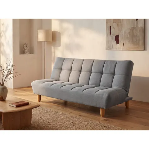 vente-unique.com Canapé convertible polyester 3 places gris 182x87x97cm – image 2