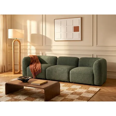 vente-unique.com Canapé modulable polyester 3 places vert 268x69x94cm – image 2