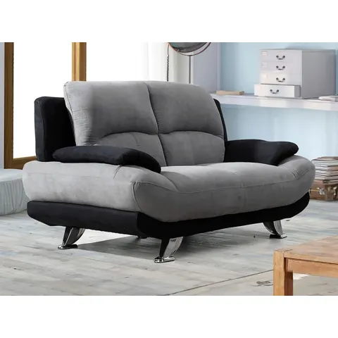 vente-unique.com Canapé fixe microfibre 2 places noir 150x89x91cm – image 2