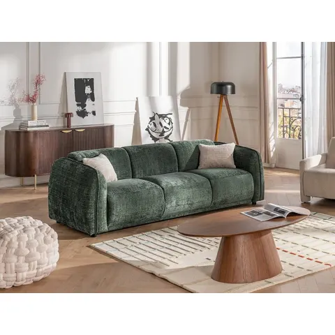 vente-unique.com Canapé fixe polyester 3 places vert 235x80x90cm – image 2