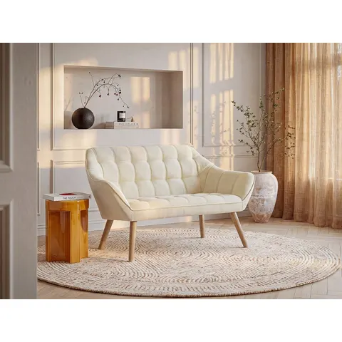 vente-unique.com Canapé fixe polyester 2 places beige 127x77x73cm – image 2