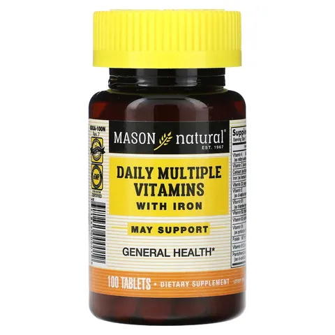 Mason Natural, Daily Multiple Vitamins With Iron, 100 Tablets – image 2