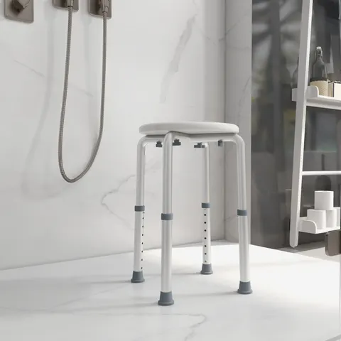 HOMCOM Bath Chair Height Adjustable Shower Seat for Elderly Disabled White – image 2