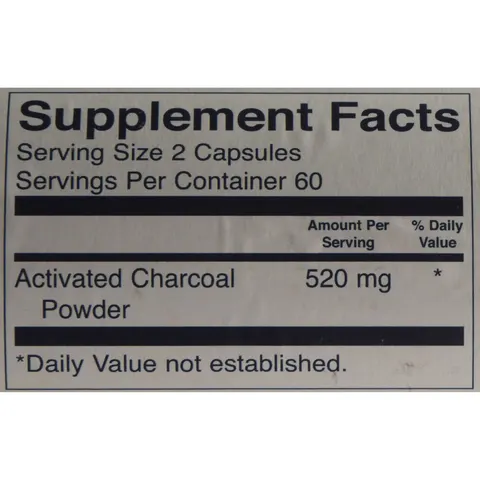Activated Charcoal, 260mg - 120 caps – image 3