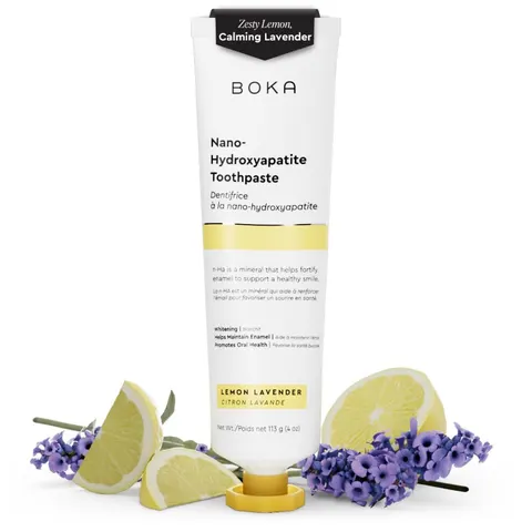 Boka Fluoride Free Toothpaste- Nano Hydroxyapatite Remineralizing Sensitive Teeth Whitening - Dentist Recommended for Adult Kids Oral Care- Lemon – image 2