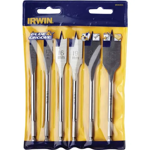 Irwin 6 Piece 4X Blue Groove Flat Wood Drill Bit Set – image 3