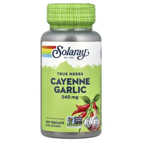 Solaray, True Herbs, Cayenne Garlic, 100 VegCaps – image 2