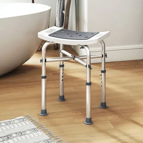 (Grey) HOMCOM Adjustable Shower Stool with Foot Pads for Elderly – image 2