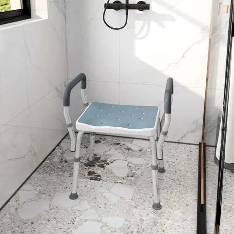 HOMCOM Rust-Free Aluminium Bath Chair with Adjustable Height – image 3