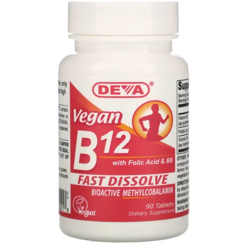 Deva, Vegan B12 with Folic Acid & B6, 90 Tablets – image 3