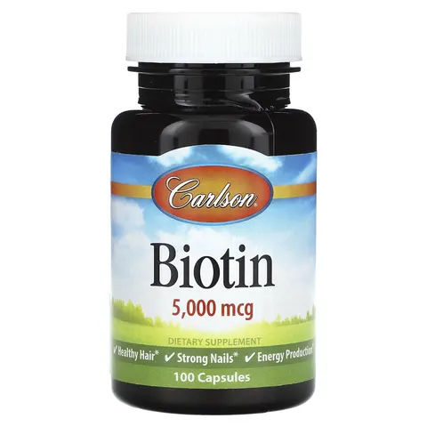 Carlson, Biotin, 5,000 mcg, 100 Capsules – image 2