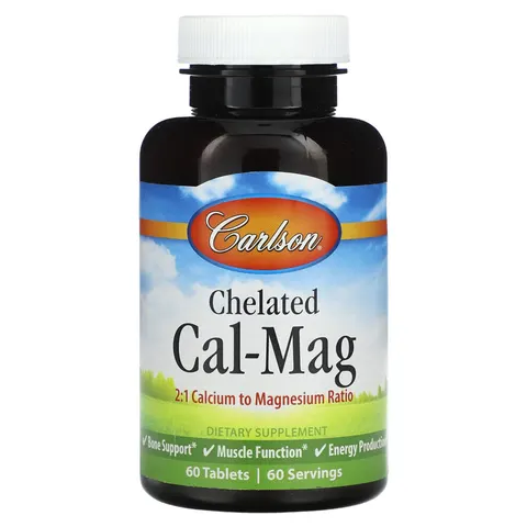 Carlson, Chelated Cal-Mag, 60 Tablets – image 2