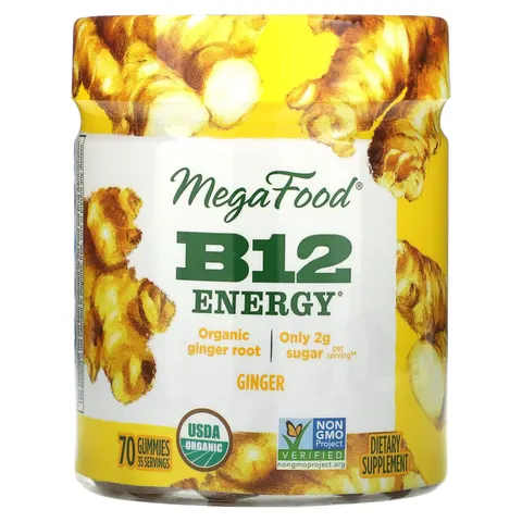 MegaFood, B12 Energy, Ginger, 70 Gummies – image 2