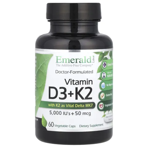 Emerald Laboratories, Vitamin D3 + K2, 60 Vegetable Caps – image 2